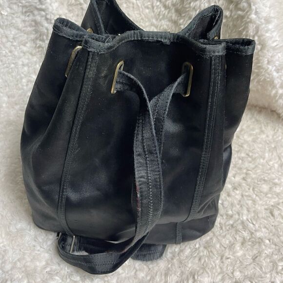 ANN KLEIN II Black Satin medium sling back brass accents . - Picture 7 of 16